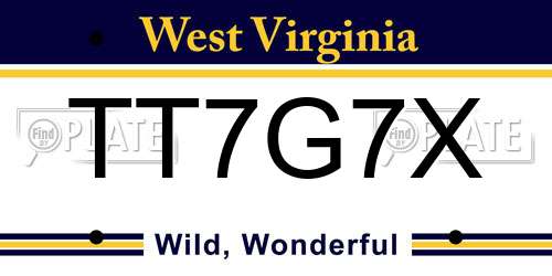 TT7G7X West Virginia License Plate