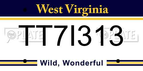 TT7I313 West Virginia License Plate
