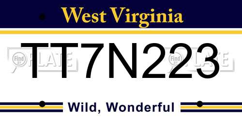 TT7N223 West Virginia License Plate