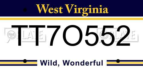 TT7O552 West Virginia License Plate