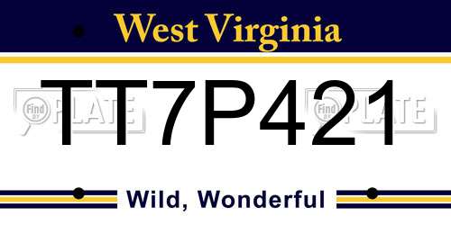 TT7P421 West Virginia License Plate
