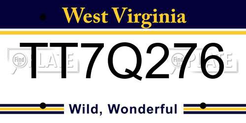 TT7Q276 West Virginia License Plate
