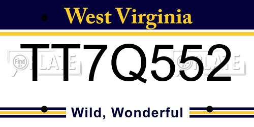 TT7Q552 West Virginia License Plate