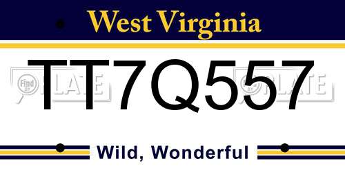 TT7Q557 West Virginia License Plate