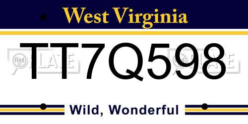 TT7Q598 West Virginia License Plate