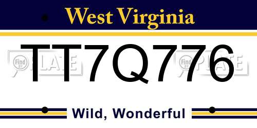 TT7Q776 West Virginia License Plate