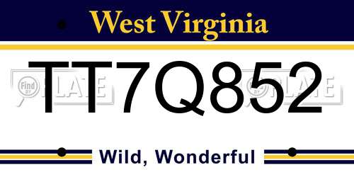 TT7Q852 West Virginia License Plate