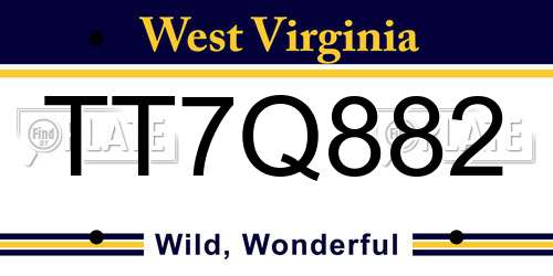 TT7Q882 West Virginia License Plate