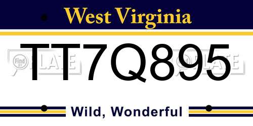 TT7Q895 West Virginia License Plate