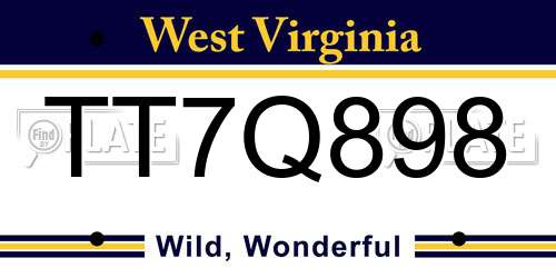 TT7Q898 West Virginia License Plate