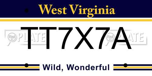 TT7X7A West Virginia License Plate