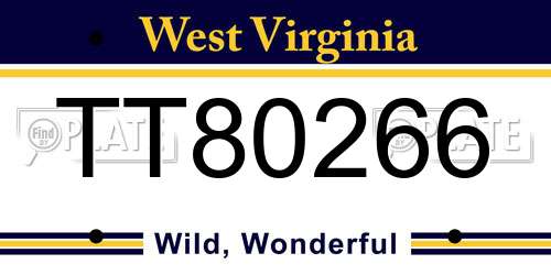 TT80266 West Virginia License Plate