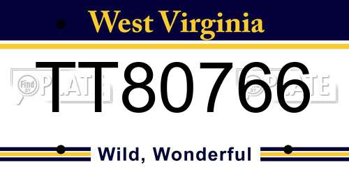 TT80766 West Virginia License Plate