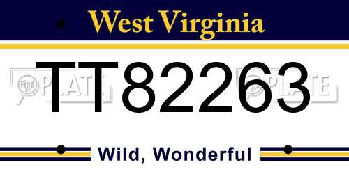 TT82263 West Virginia License Plate