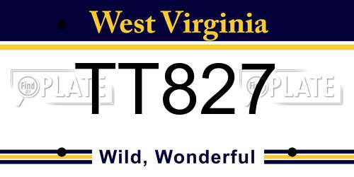 TT827 West Virginia License Plate