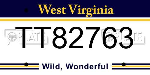 TT82763 West Virginia License Plate