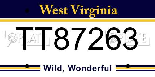 TT87263 West Virginia License Plate