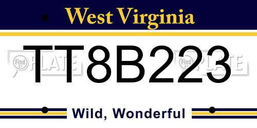 TT8B223 West Virginia License Plate