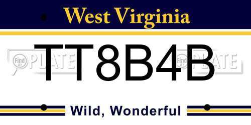 TT8B4B West Virginia License Plate