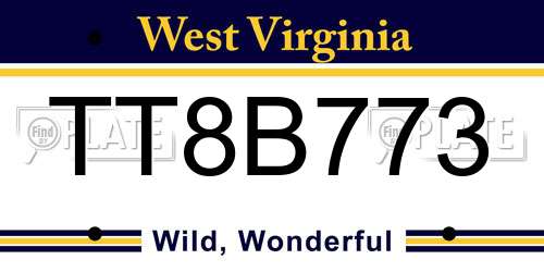 TT8B773 West Virginia License Plate