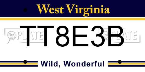 TT8E3B West Virginia License Plate