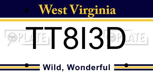 TT8I3D West Virginia License Plate