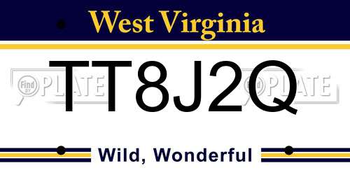 TT8J2Q West Virginia License Plate