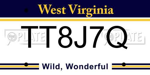TT8J7Q West Virginia License Plate