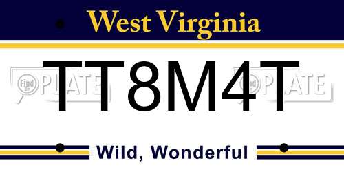 TT8M4T West Virginia License Plate