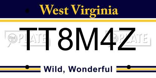 TT8M4Z West Virginia License Plate