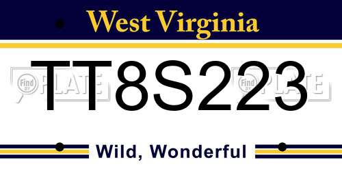 TT8S223 West Virginia License Plate