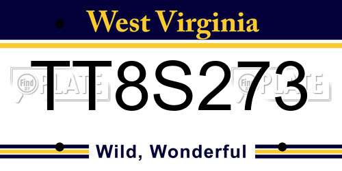 TT8S273 West Virginia License Plate