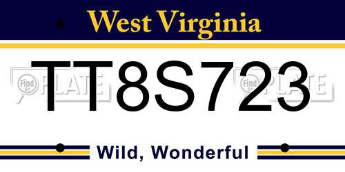 TT8S723 West Virginia License Plate