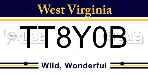 TT8Y0B West Virginia License Plate