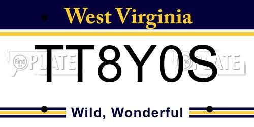 TT8Y0S West Virginia License Plate