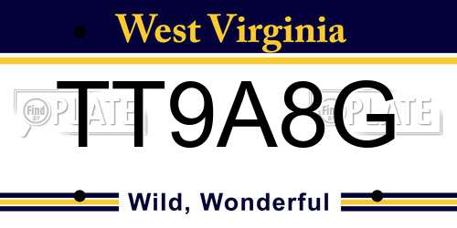 TT9A8G West Virginia License Plate