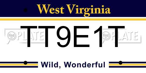 TT9E1T West Virginia License Plate