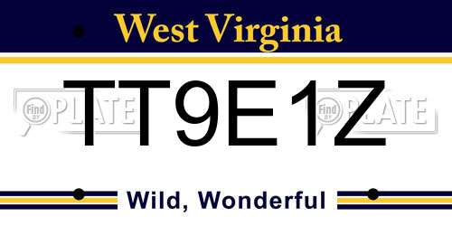 TT9E1Z West Virginia License Plate