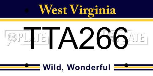 TTA266 West Virginia License Plate