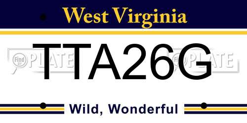 TTA26G West Virginia License Plate