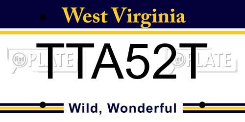 TTA52T West Virginia License Plate