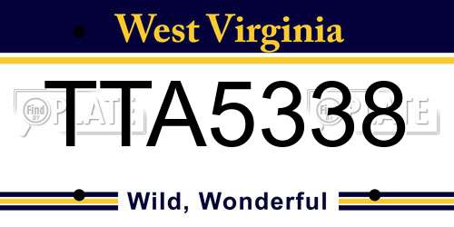 TTA5338 West Virginia License Plate