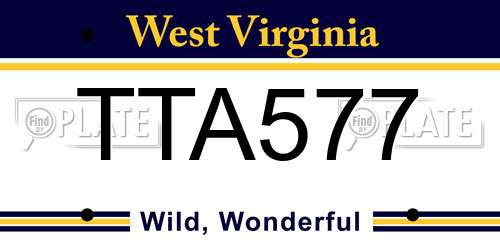 TTA577 West Virginia License Plate