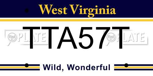 TTA57T West Virginia License Plate