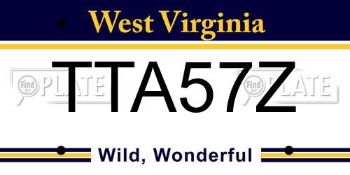 TTA57Z West Virginia License Plate
