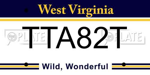 TTA82T West Virginia License Plate