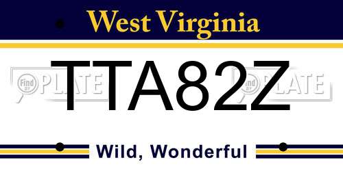TTA82Z West Virginia License Plate
