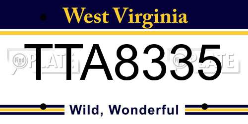 TTA8335 West Virginia License Plate