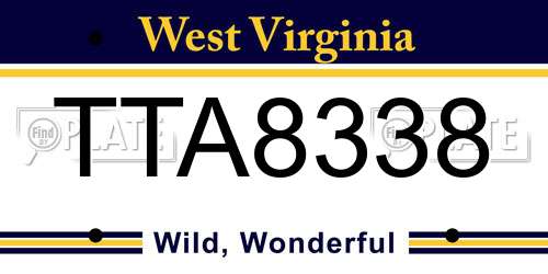 TTA8338 West Virginia License Plate