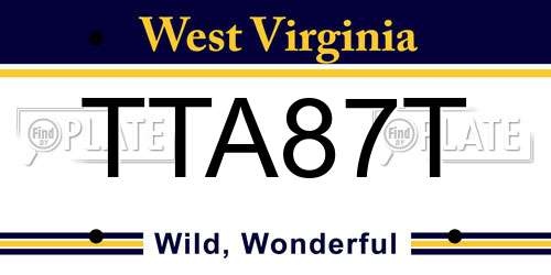 TTA87T West Virginia License Plate